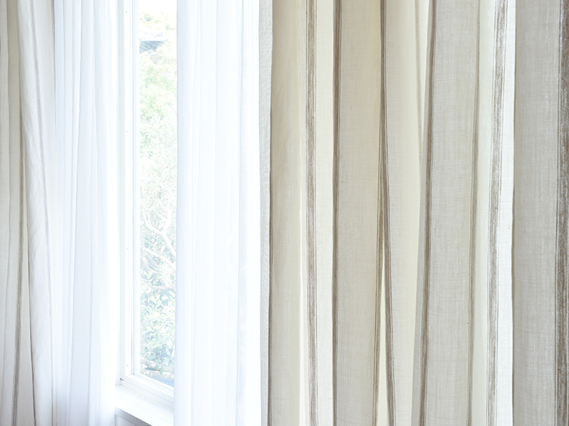 Linen Stripes Lina【Lina Marine No.8】 ( Curtain )