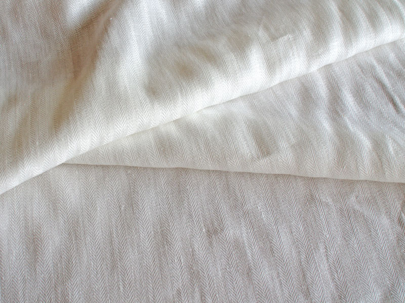 Linen Stripes Lina 【 Herringbone White 】 ( Sofa / Curtain )
