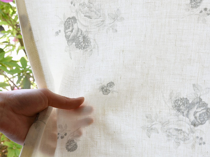 Linen Flower Naturals【Shabbychic Rose Gray White】 ( Curtain )