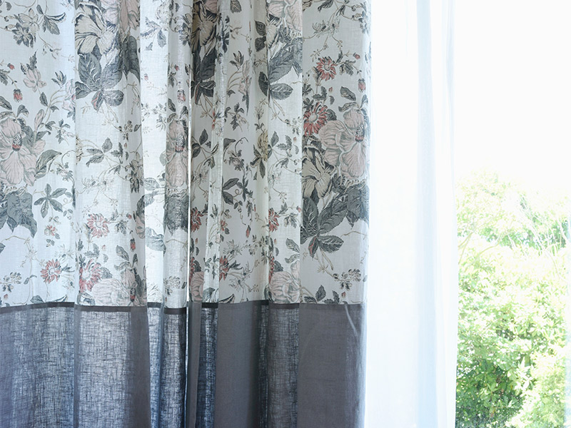 Linen Flower【Lina Floral White 】 (  Curtain )