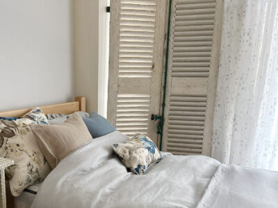 #074 可憐な小花柄リネンのレースカーテン